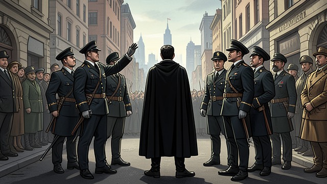 State Suppression from "Batman the Dark Knight Returns 10th Anniversary Edition Hardcover". State Suppression Authorities attempt to neutralize Batman by defining his movement as disorder.