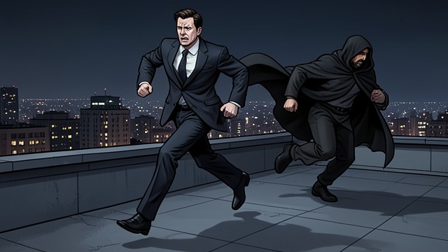 Rooftop Pursuit from "Batman the Dark Knight Returns 10th Anniversary Edition Hardcover". Rooftop Pursuit Bruce Wayne / Batman pursues Harvey Dent / Two-Face across Gotham City after the relapse becomes undeniable.