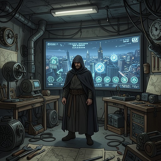 The Batcave as Inner Architecture from "Batman the Dark Knight Returns 10th Anniversary Edition Hardcover". This flow traces the Batcave from private sanctuary to workshop for a collective future.