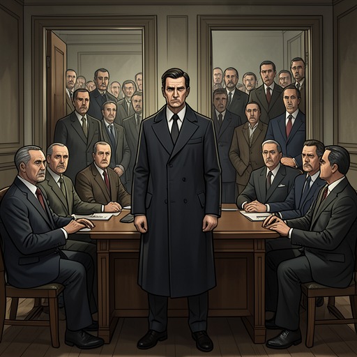 The State Against Vigilance from "Batman the Dark Knight Returns 10th Anniversary Edition Hardcover". This flow follows the legal and political conflict between official authority and Batman’s independent conception of justice.