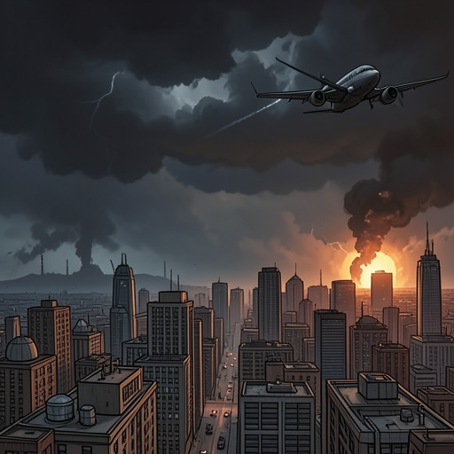The Nuclear Shadow from "Batman the Dark Knight Returns 10th Anniversary Edition Hardcover". This flow traces the international crisis from distant threat to nuclear winter and Gotham City’s survival.