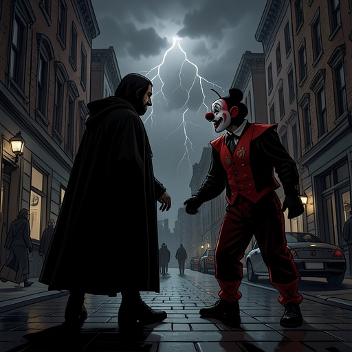 Batman and the Joker from "Batman the Dark Knight Returns 10th Anniversary Edition Hardcover". This flow follows the central rivalry as a shared obsession that ends only when Batman rejects its demand for endless repetition.