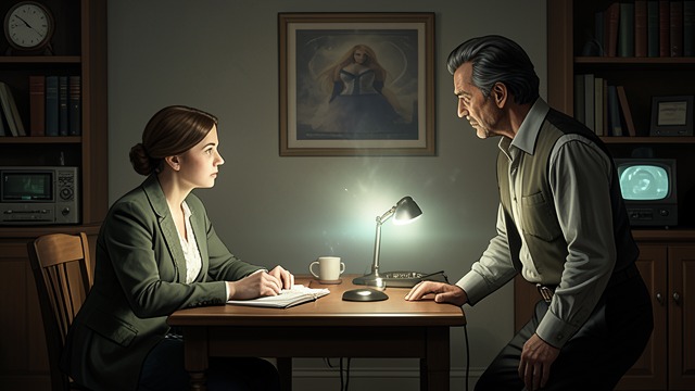 陌生人是一道门槛,《异界传说:第一集》中的场景。陌生人是一道门槛 一股无法解释的牵引 玛丽亚在塞弗雷到来之前便感到不安,而他的声音立刻引起了她的共鸣。她无法说清这次相遇为何如此重要。 这是选择,而非命令 尽管吸引力十分强烈,玛丽亚还是选择邀请他坐下。这一幕保留了她自主选择的权利,同时也暗示着她尚无法理解的力量与情感。