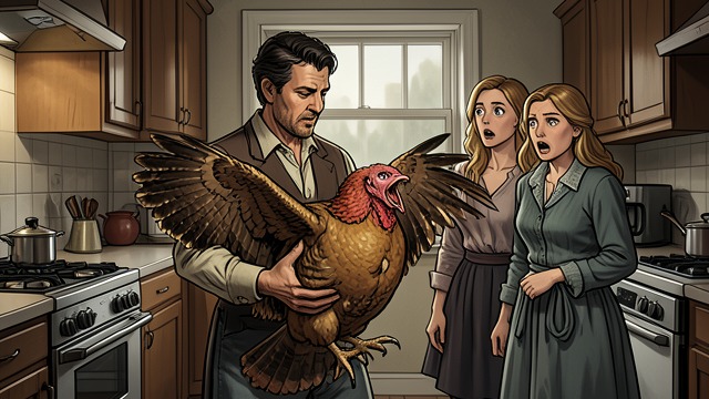 The Proud Presentation from "Tales From Otherworld: Collection One". The Proud Presentation A gift without warning Smoky presents the live turkey proudly, treating its size as proof that he has done well.