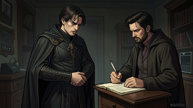 The Hunting Question from "The Secret Vampire". The Ethics of Feeding A family dispute Vlad regards human hunting as an inherited practice, while Callum has begun to identify with humans and protect them.