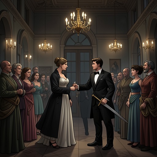 The Halloween Party Attack from "The Secret Vampire". This flow traces the Halloween party from royal hospitality to Gabriel’s assault on Celeste and Callum’s intervention.