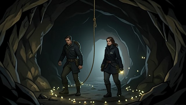 Cavern Reconnaissance from "The Legend of William Oh". Cavern Reconnaissance Mapping the Darkness William Oh and Loth explore The Kaith Cavern System, marking branches with glowbugs and symbols.