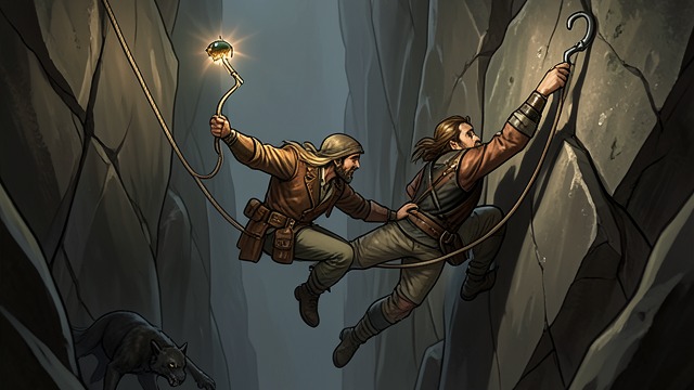The Chasm Rescue from "The Legend of William Oh". The Chasm Rescue A Shared Descent William Oh falls into the Kaith chasm while Loth follows on silk ropes.