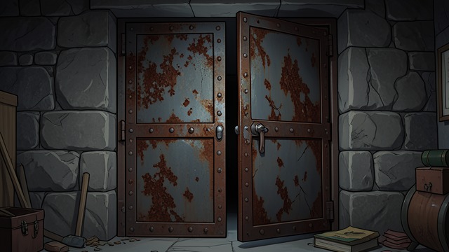 The Steel Door from "The Legend of William Oh". The Steel Door A Contradictory Artifact William Oh finds steel, paint, and an emergency hatch beneath natural stone.