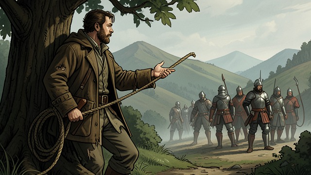 Mousqueton's Ingenuity from "The Three Musketeers". Survival by Improvisation Foraging Mousqueton uses poaching, lasso tricks, and stealth to keep Porthos supplied.
