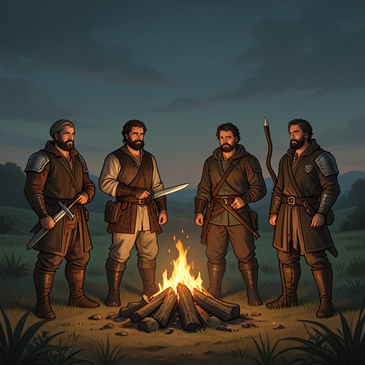 The Four Companions as a Moral System from "The Three Musketeers". This flow traces how the four friends form a counter-institution based on loyalty, mutual trust, and shared risk.