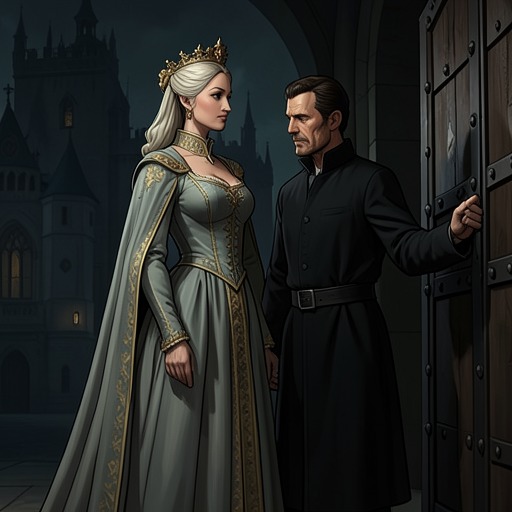 Anne and Buckingham from "The Three Musketeers". This flow follows the secret love between Queen Anne and Buckingham from remembered intimacy to political catastrophe.