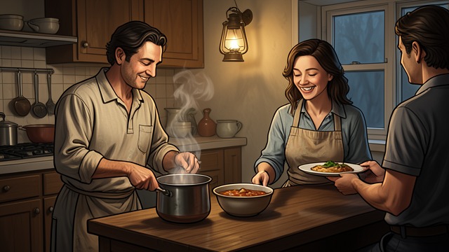 Home as Work from "How to Flirt with A Naked Werewolf". Home as Work Contribution Creates Belonging Mo finds a place in Grundy through cooking, serving customers, and helping Evie keep the saloon running.