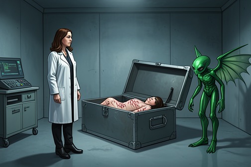 Lisa被外星人绑架并送往未来 from "The Vampire Prince’s Bride". Lisa’s abduction from Earth is the event that transforms a scientific mystery into a personal displacement across thousands of years.