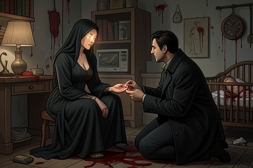 Valnoir and Lola's engagement from "The Vampire Prince’s Bride". Valnoir and Lola's engagement marks the moment when a relationship shaped by abduction, supernatural danger, pregnancy, and transformation is converted into an…
