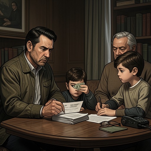 The Wealth Problem from "RE". This flow traces how settlement money changes the family’s future while threatening to reproduce dependency and conflict.