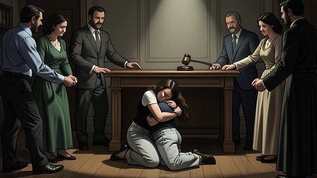 宣判的重压,《《空白》》中的场景。宣判 定罪 法院裁定罗伯特·杰斐逊犯有多项袭击和强奸罪,并判处他监禁。 如释重负 谢尔比如释重负地哭了起来,身边围绕着那些相信并支持她的人。