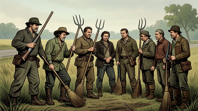 Broomstick Weapons from "Pamela's War". Broomstick Weapons Training Without Arms The Home Guard practices with broom handles because rifles are scarce.