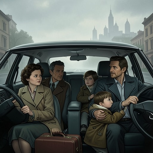 From Air Raid to Refuge from "Pamela's War". This flow follows the family’s movement from rural security through bombing and homelessness toward temporary sanctuary.