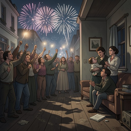 Victory and Its Afterlife from "Pamela's War". This flow traces how military victory changes from public celebration into unresolved domestic adjustment.