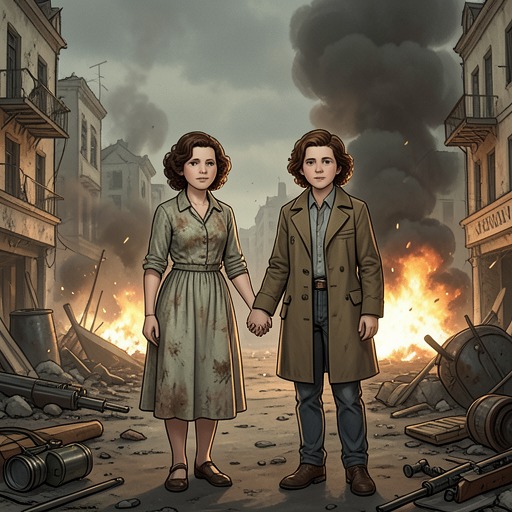 Pamela and Gloria from "Pamela's War". This flow follows a friendship that gives Pamela companionship, rebellion, culture, and continuity through war.