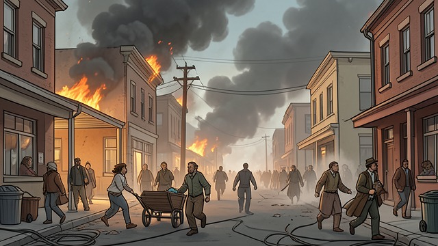 The Town Burns from "Stephen King Three Classic Novels Box Set: Carrie, 'Salem's Lot, the Shining". The Town Burns Multiple Fires Explosions ignite businesses and residential streets, while fire spreads through the school and toward Carlin Street.