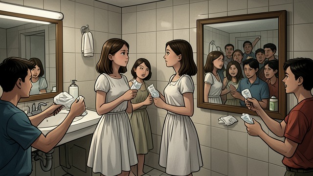 The Shower Room Again from "Stephen King Three Classic Novels Box Set: Carrie, 'Salem's Lot, the Shining". The Shower Room Again An Audience of Peers Carrie’s first period becomes a spectacle when classmates chant and throw sanitary products.