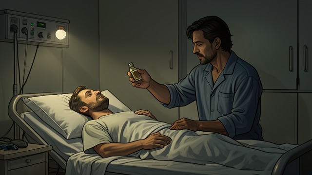 A Dangerous Misuse from "Mon Loup Alpha". A Dangerous Misuse Care Reversed Julien threatens an injured patient with a lethal substance to gain information about Nemrod.