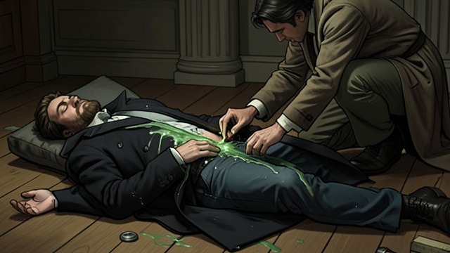 A Green Wound from "Mon Loup Alpha". A Green Wound Visible Anomaly Green fluid runs from Nemrod’s sides, and he identifies it as blood.