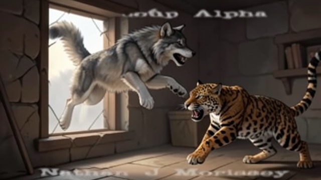Wolf Against Jaguar from "Mon Loup Alpha". Wolf Against Jaguar Combat Begins Nemrod transforms into a wolf and leaps through the broken window to fight the jaguar.