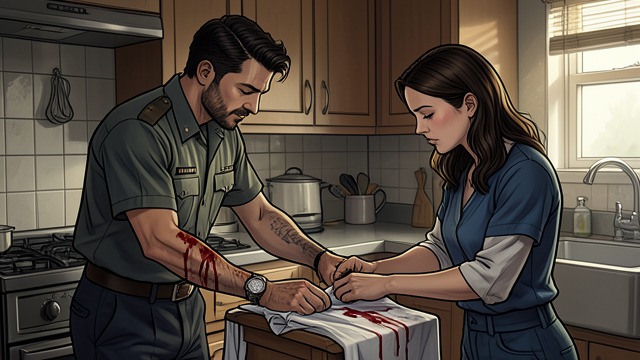 Blood on the Sleeve from "Roommate Wars & Midnight Kisses (My College Romance)". Care After the Sirens Liam comes home with dried blood on his arm and the physical exhaustion of a shift that has not ended when the ambulance doors close.