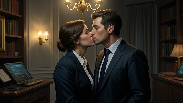Workplace Conduct Is Crossed from "The Executive Assistant: A female CEO·male assistant workplace romance". Workplace Conduct Is Crossed Intimacy enters work spaces Alison and Cameron kiss at the charity event and later become intimate in her office.