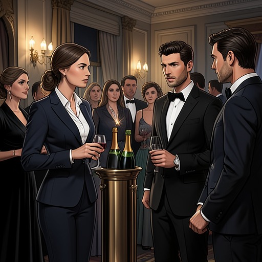 The Charity Auction Evening from "The Executive Assistant: A female CEO·male assistant workplace romance". This thread tracks a public event where Alison’s work persona, jealousy, alcohol, and attraction to Cameron converge.