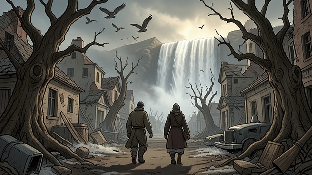 Town Of Ashes from "A cataclysmic lack of Harmony". Town Of Ashes The figures enter a town of make-believe where birds sing a dreadful song.