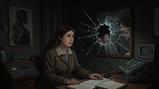 Phosphene Vision from "A cataclysmic lack of Harmony". Phosphene Vision The woman sees flashes within darkness rather than a reliable path forward.