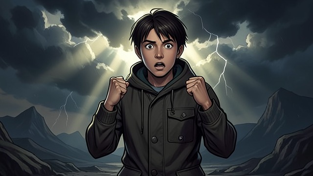 Sunrise Struggle from "A cataclysmic lack of Harmony". Sunrise Struggle The younger self is told to grit the teeth, open the eyes, and fight until the sun comes out.