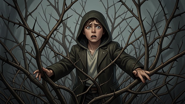 Thorned Heart from "A cataclysmic lack of Harmony". Thorned Heart The younger self must jump inside the heart and confront the thorns around it.