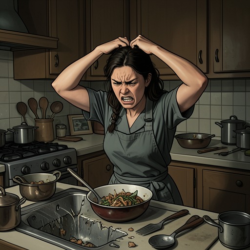The Rebellion Of The Body from "A cataclysmic lack of Harmony". This flow traces gendered domestic demands as they provoke bodily frustration and a breakdown of compliant identity.