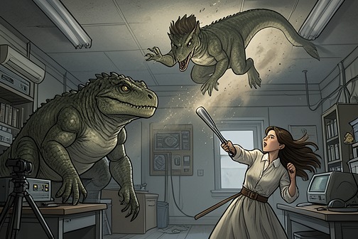 Lizard creature attack at Carson's house from "Holding Out for a Hero ▸ Stiles Stilinski (2)". The Lizard creature attack at Carson's house is the first decisive confrontation between Carson Bradley and the giant reptilian creature later associated with…