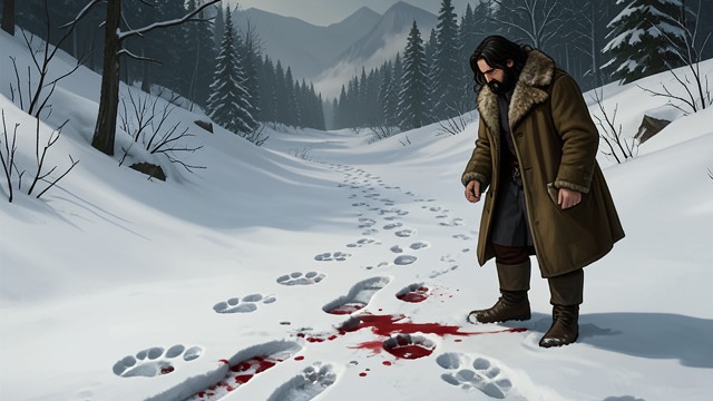 Reading the Tracks from "When the Cold Breathes A Ragnar Stormbringer Tale A Ragnar Stormbringer Tale". Signs of a Powerful Hunter Evidence in the Snow Ragnar studies broad paw prints beside human tracks and blood.
