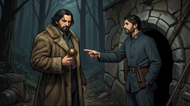 The Tunnel Becomes a Mission from "When the Cold Breathes A Ragnar Stormbringer Tale A Ragnar Stormbringer Tale". An Exit with a Purpose Beyond the Wall Dvar gives Ragnar his bronze amulet and explains that it may lead him to Belshezan, a reclusive sorcerer in the woods.
