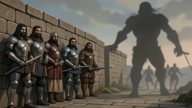 People Hold the Wall Together from "When the Cold Breathes A Ragnar Stormbringer Tale A Ragnar Stormbringer Tale". Defense as Shared Labor Many Weapons, One Barrier Villagers who can wield weapons join the ramparts and fight side by side.