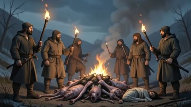 Burning the First Fallen from "When the Cold Breathes A Ragnar Stormbringer Tale A Ragnar Stormbringer Tale". Caution at the Pyres Bodies Become a Concern After the first attack, defenders gather both human dead and enemy remains for burning.