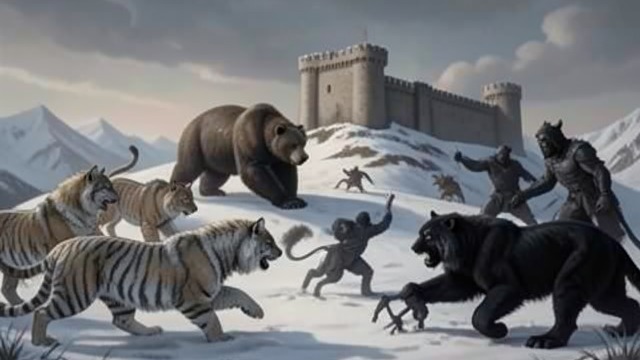 Predators Break the Siege from "When the Cold Breathes A Ragnar Stormbringer Tale A Ragnar Stormbringer Tale". The Forest Intervenes A Call Across the Woods Belshezan approaches the fort in bear form and summons the animals of the region.