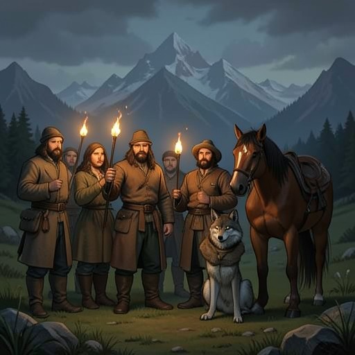 Survival as Collective Work from "When the Cold Breathes A Ragnar Stormbringer Tale A Ragnar Stormbringer Tale". This flow traces how individual courage becomes effective only when it is joined to coordinated action by villagers, allies, and animals.