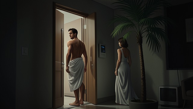 Rafael at the Door from "MY POSSESSIVE BILLIONAIRE". Rafael at the Door Unexpected Guest Rafael Valiente opens Natalia’s apartment door wearing only a towel.