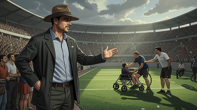 The Disabled Match from "Player Manager: A Sports Progression Fantasy". The Disabled Match The curse initially refuses to classify Para football as real football, reflecting Max’s own earlier prejudice.
