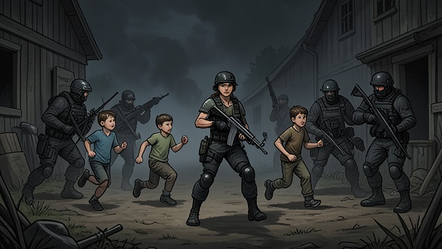 The Sacri-Farm Raid from "Gunsoul". The Sacri-Farm Raid Holster leads an assault on the Sacri-Farm and frees children who were being prepared as Human Pillars.