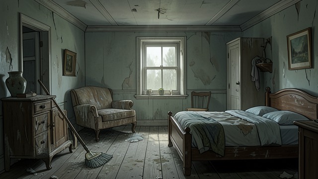 The Abandoned Farmhouse from "My Dark Mate: A Rejected Mate Werewolf Shifter Romance". The Abandoned Farmhouse Neglect Caleb's farmhouse is filled with dirt and discarded objects.