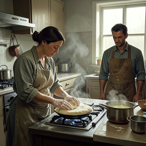 The Domestic Counterworld from "My Dark Mate: A Rejected Mate Werewolf Shifter Romance". This flow follows Ren's domestic labor as a creative force that turns neglect, shame, and routine into intimacy.